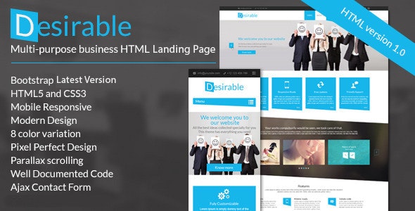 Desirable – Business Landing Page Template