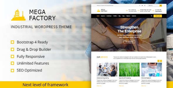 Mega Factory – Industrial Business WordPress Theme