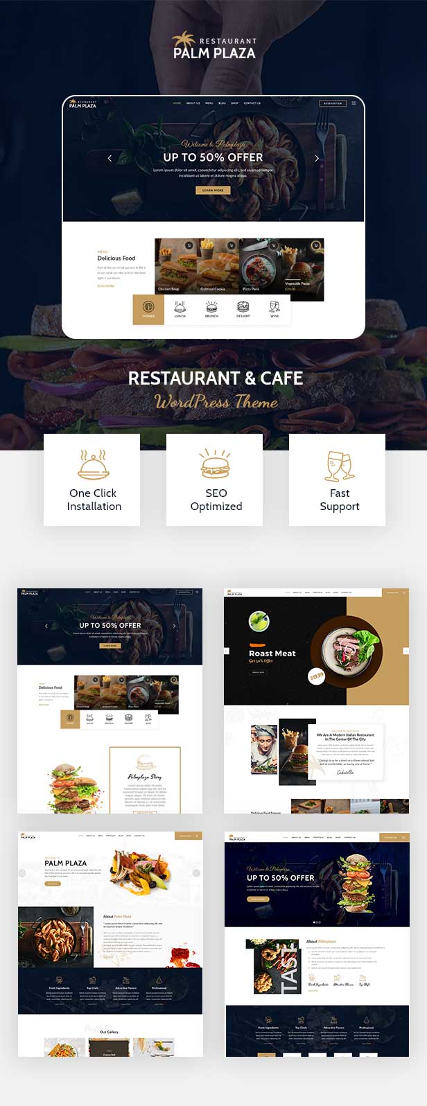 Multiple demo pages for Restaurant WordPress Theme