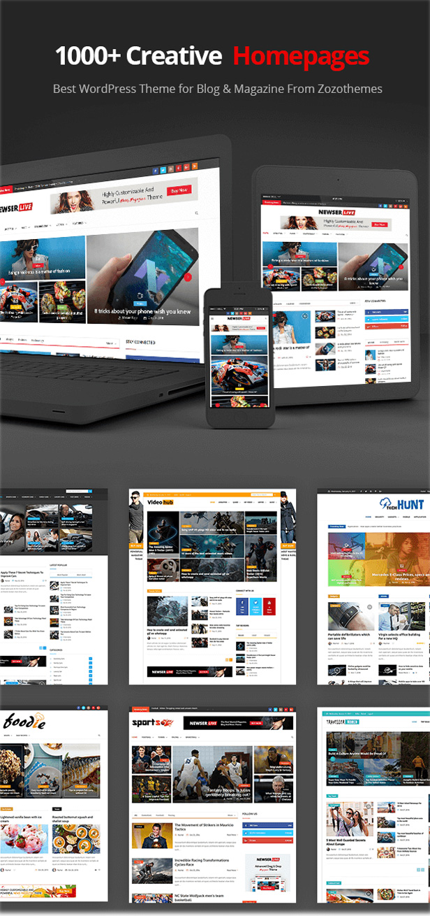 multiple home demos for Magazine WordPress Theme