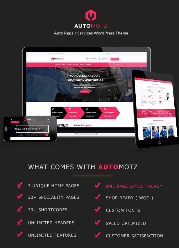 Multiple demo pages for Auto Repair Services WordPress Theme