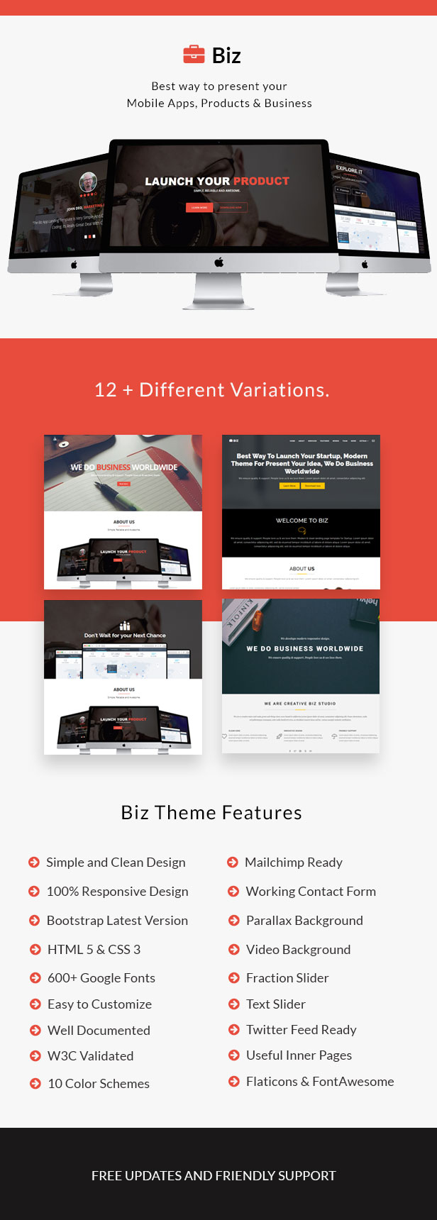 Different home variation demos for Business Landing Page HTML5 Template
