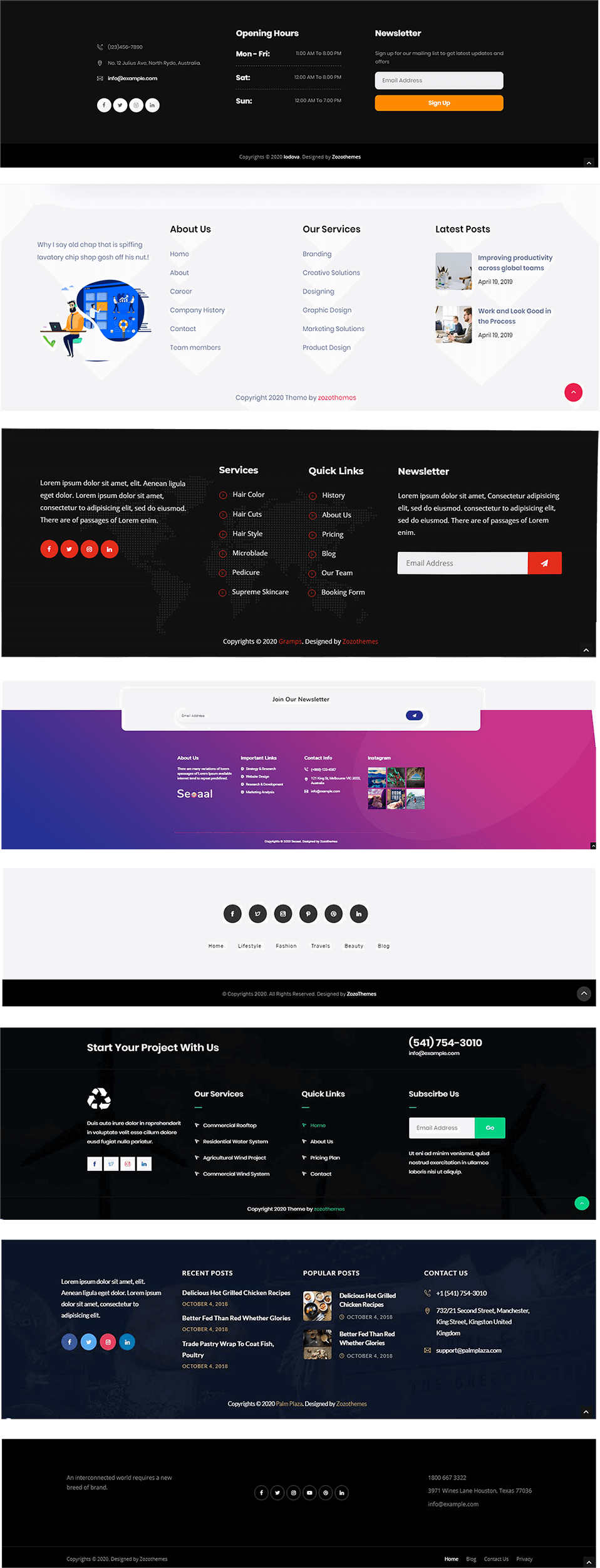 Multiple Footer page variations