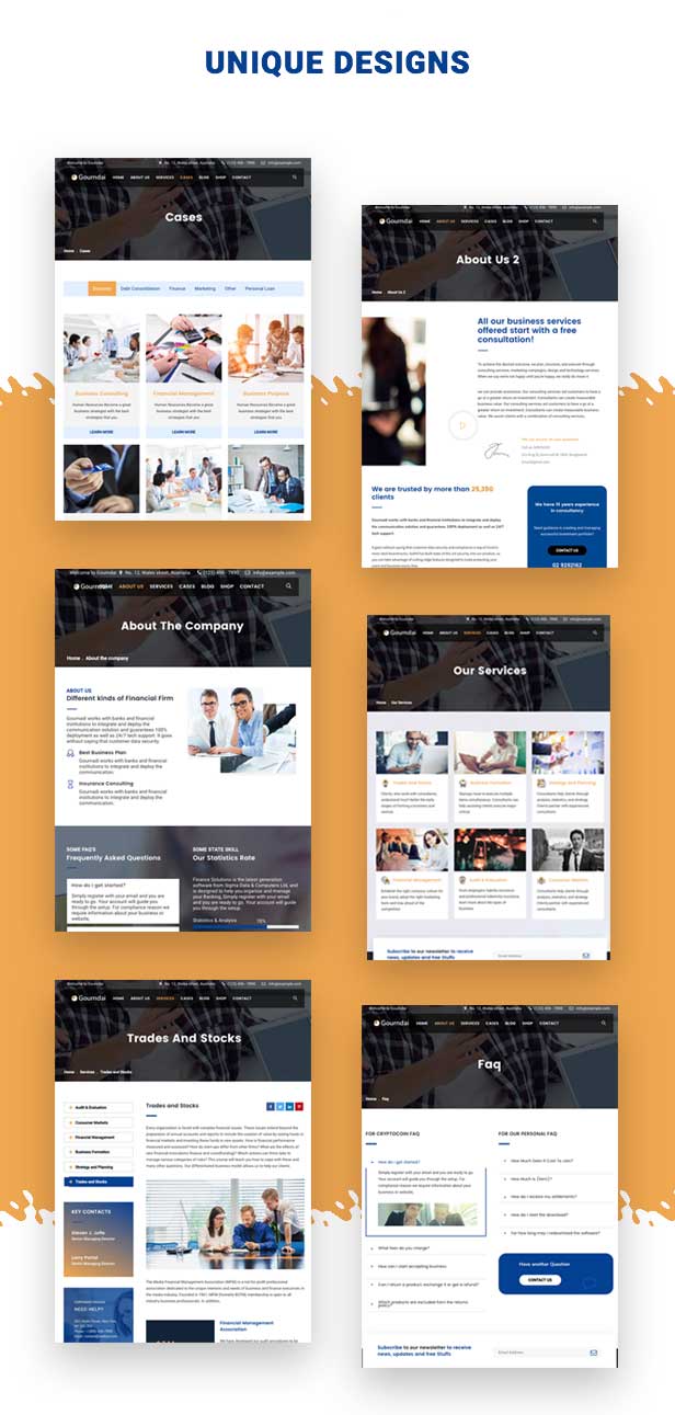 Multiple demo pages layouts for Agency & Consulting WordPress Theme