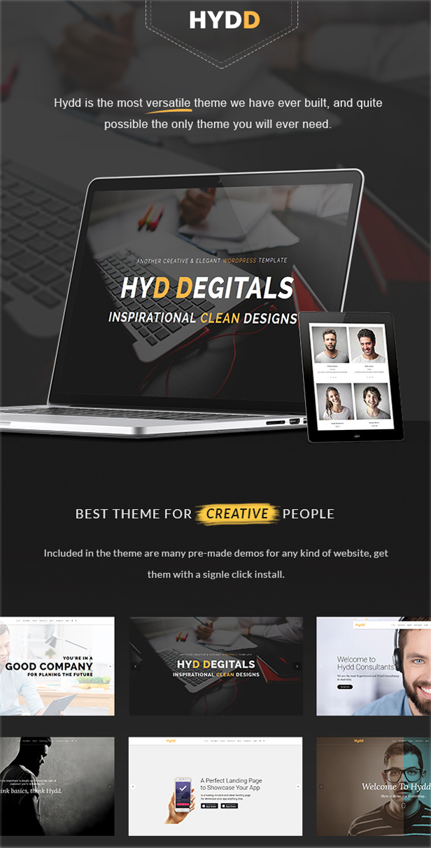 Pre build home demos for Hydd MultiPurpose WordPress Theme