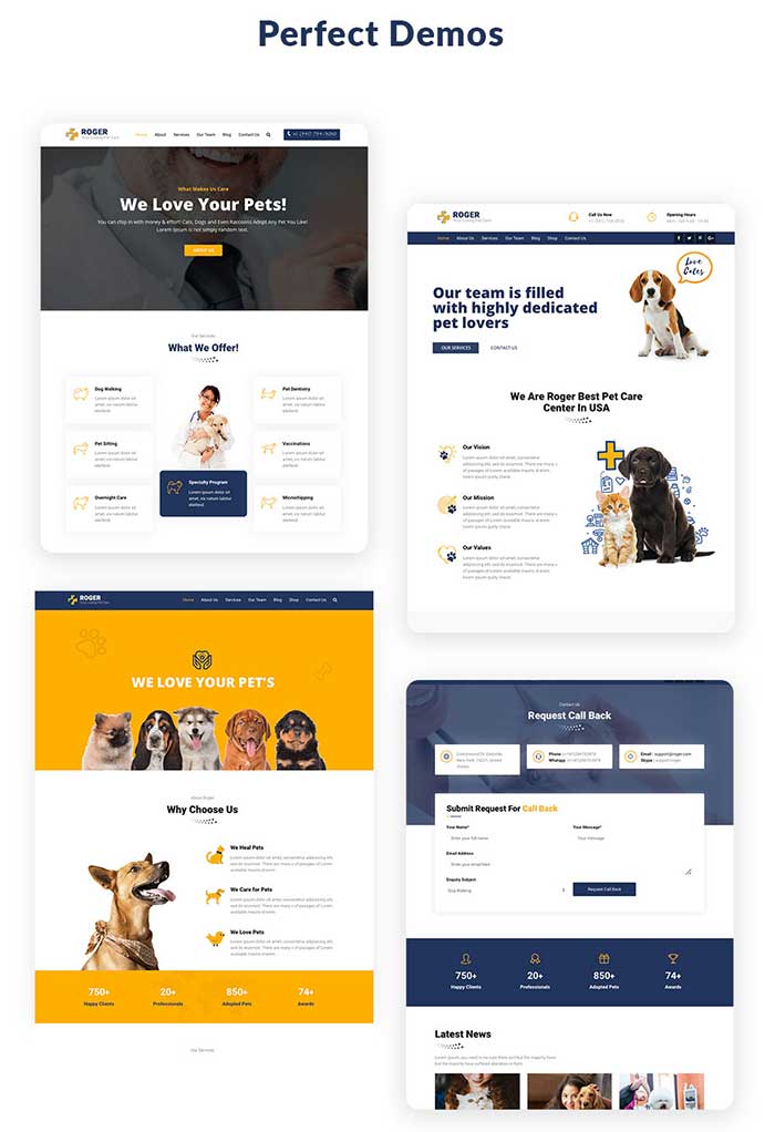 Pre-build pages for Pet Care WordPress Theme
