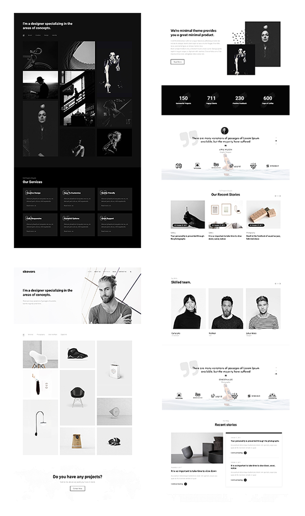 Multiple demo pages for Portfolio WordPress Theme