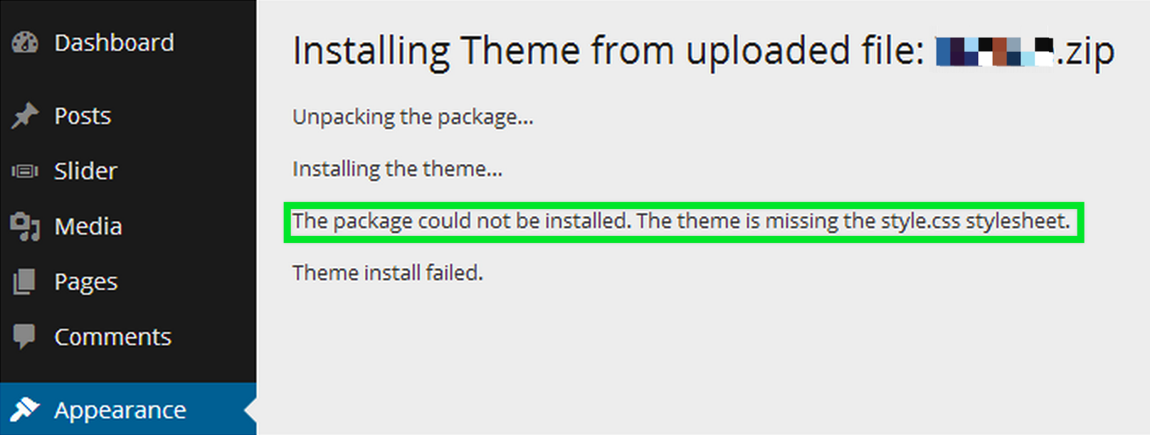 WordPress Update Errors