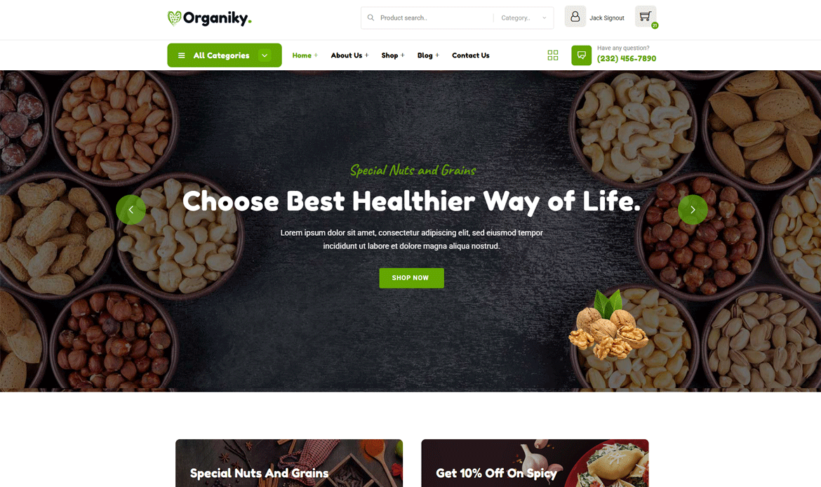 Organiky WordPress Website