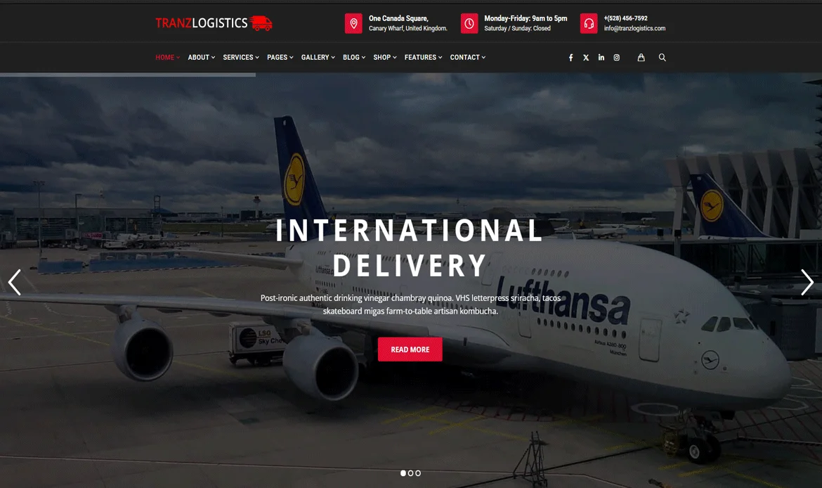 Tranzlogistics WordPress Themes