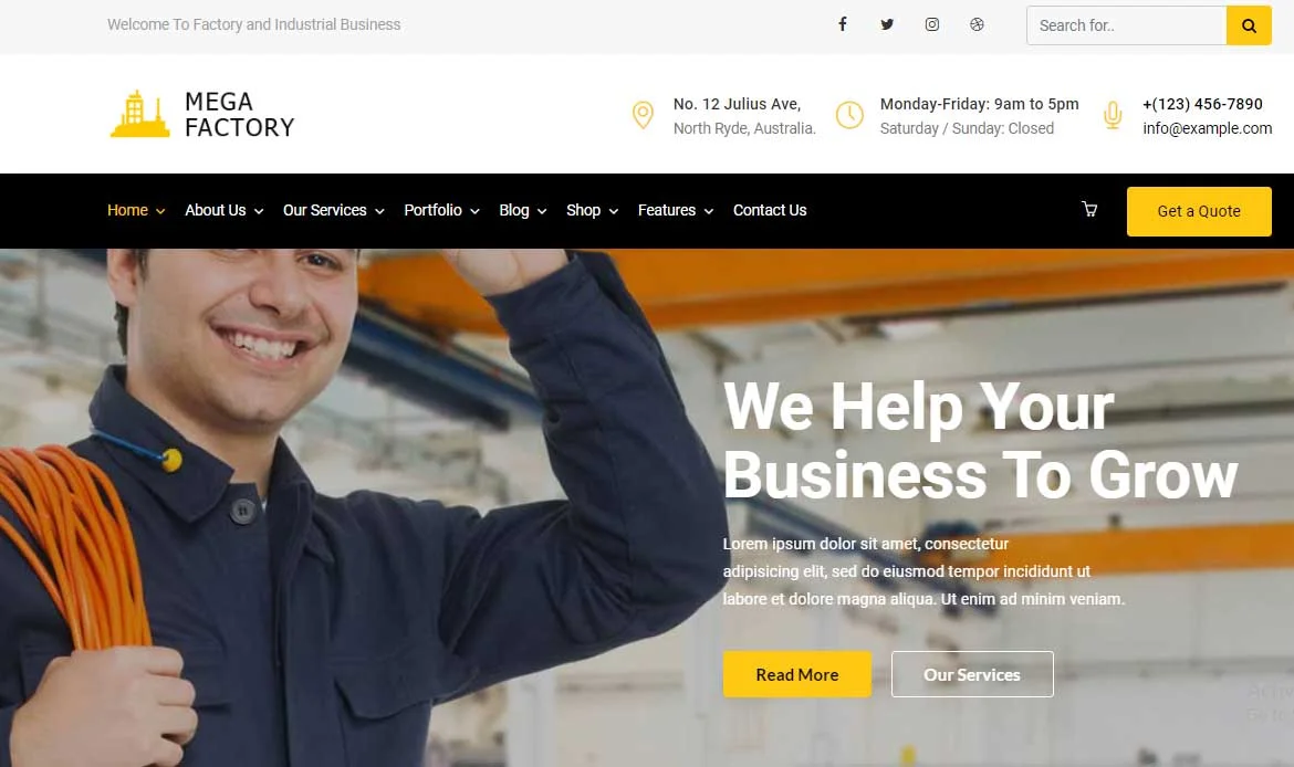 Mega Factory WordPress Theme