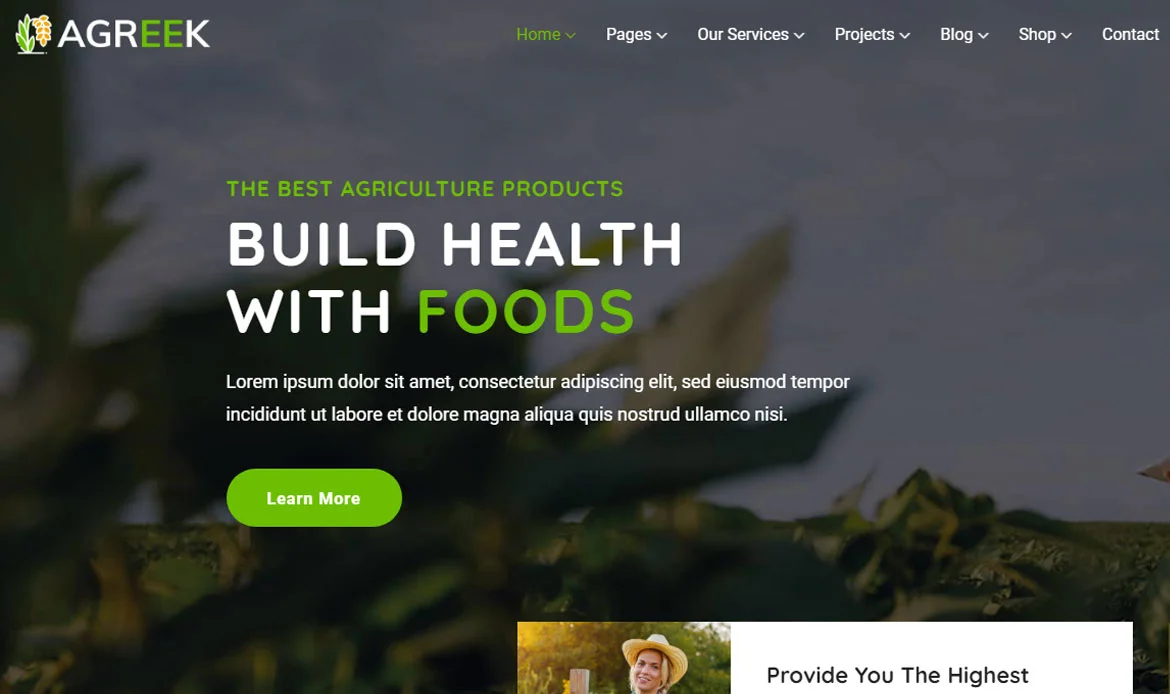 Agriculture Website Template