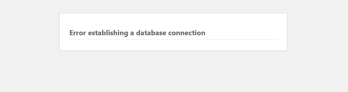Error Establishing a Database Connection