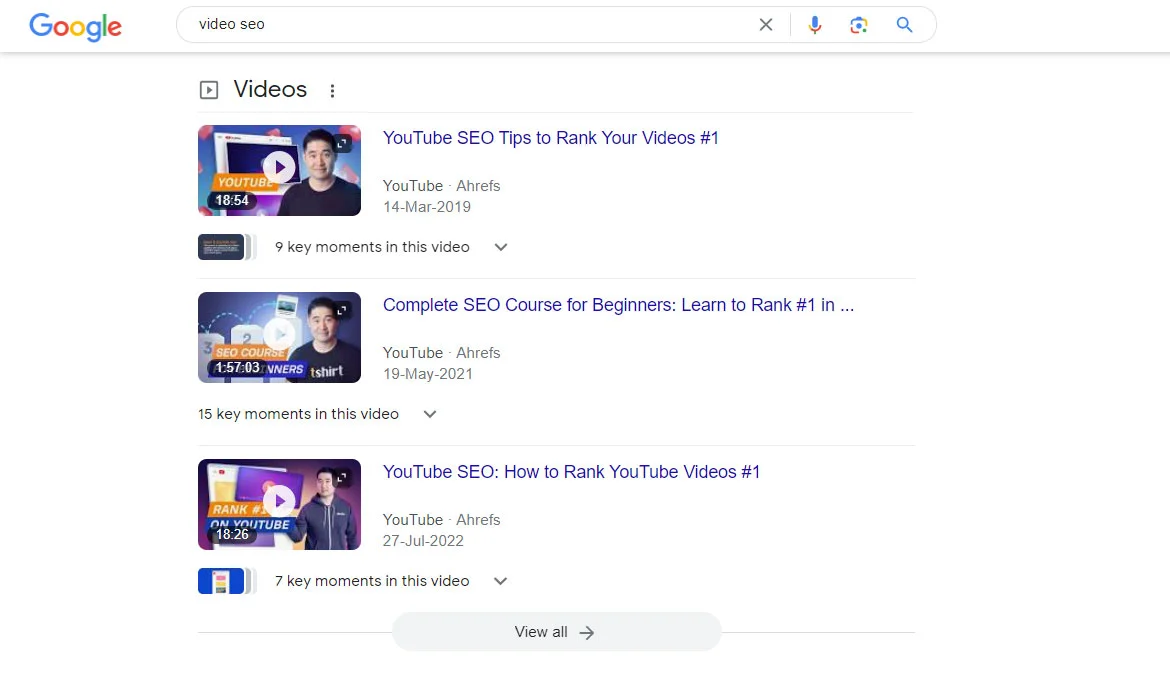 Video Featured Snippets