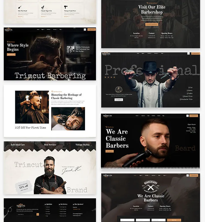 barber & hairdressers wordpress theme demos