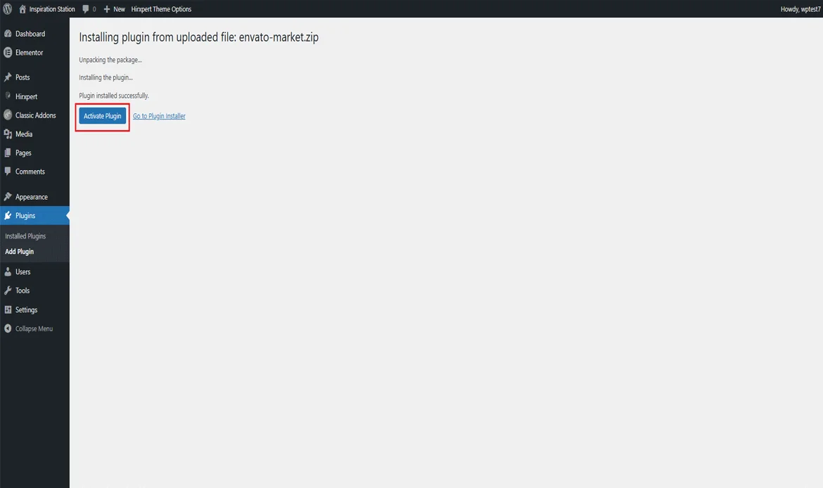 activate envato market plugin wordpress