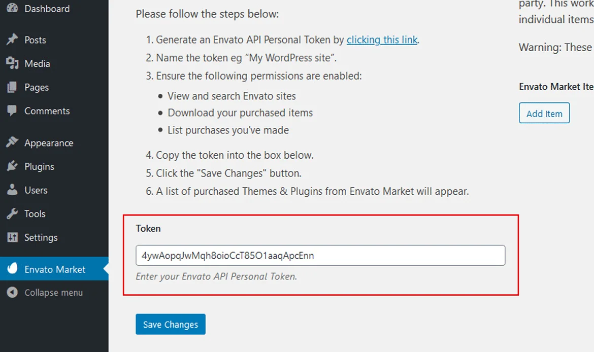 purchased themes in envato market plugin wordpress