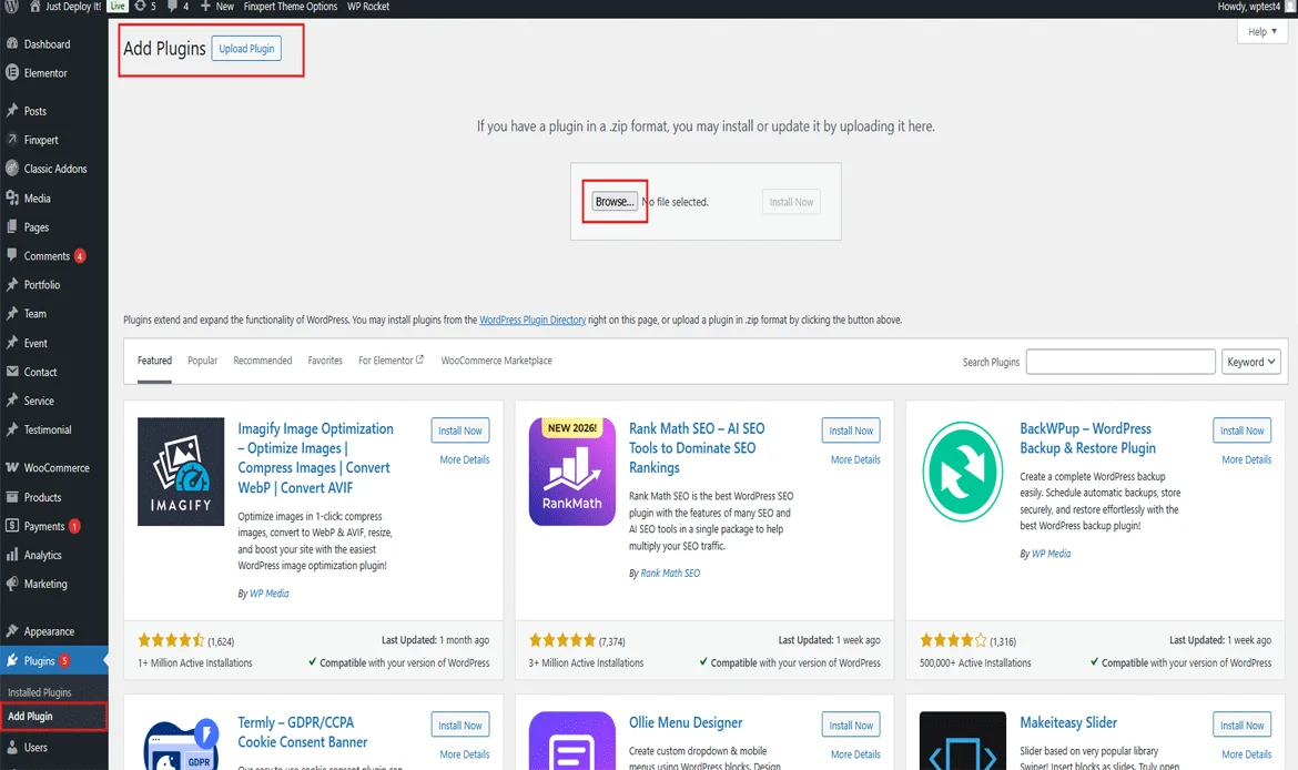 upload the plugin file