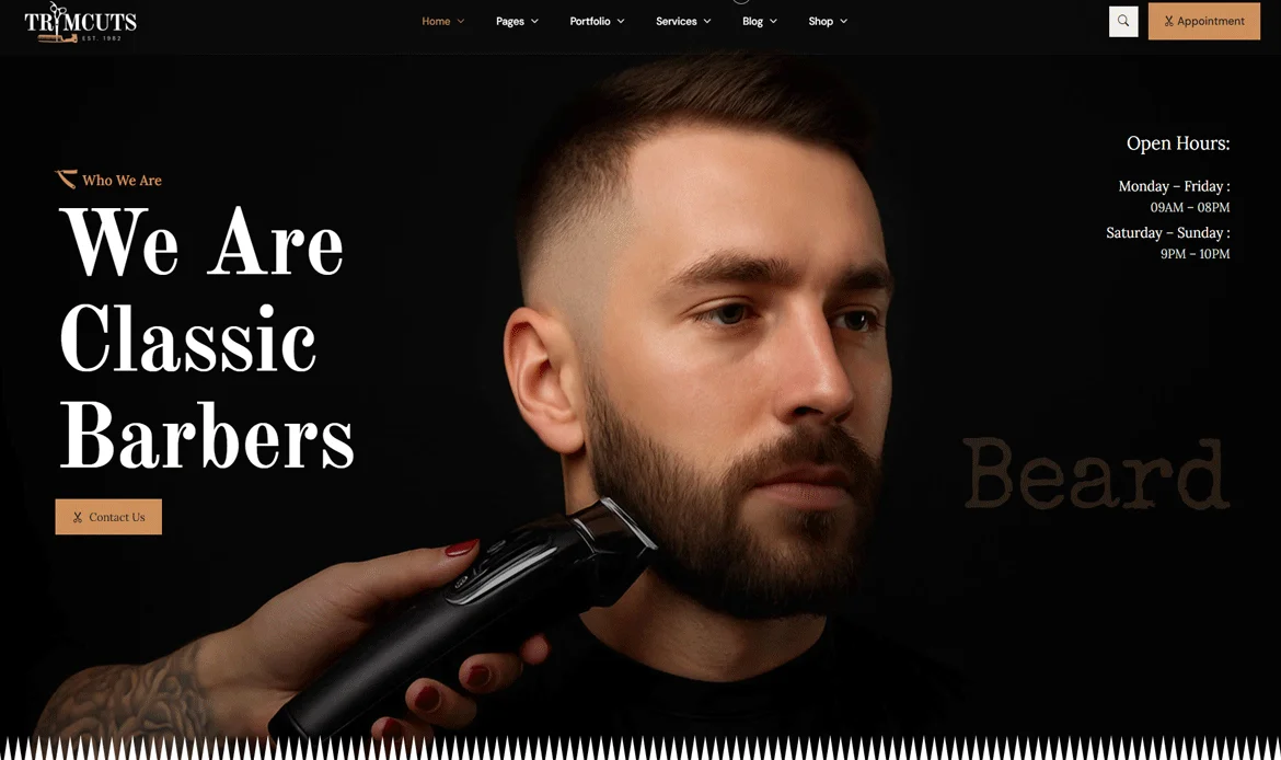 barber-shop-wordpress-theme in affordable WordPress business theme