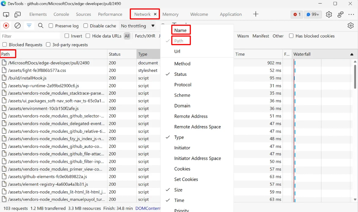 browser network monitoring