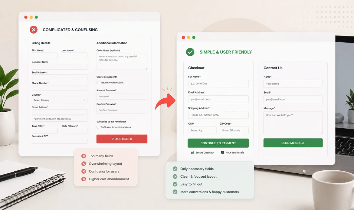 simplify checkout contact forms