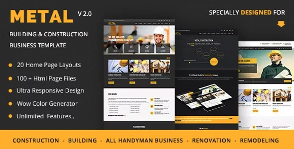 Metal – Mobile Friendly Building & Construction Business Template