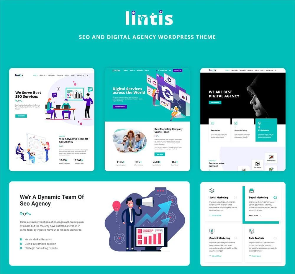 Multiple demo pages for SEO and Digital Agency WordPress Theme