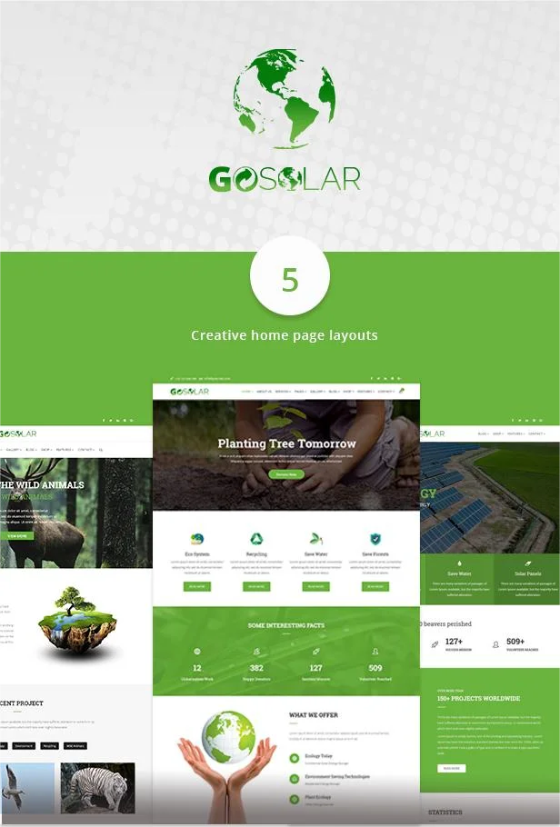 Multiple home Variation demo pages for Environmental WordPress Theme