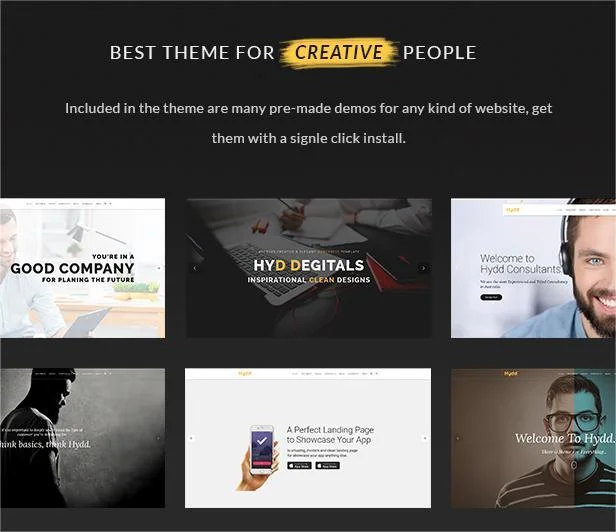 Pre build home demos for Hydd MultiPurpose WordPress Theme