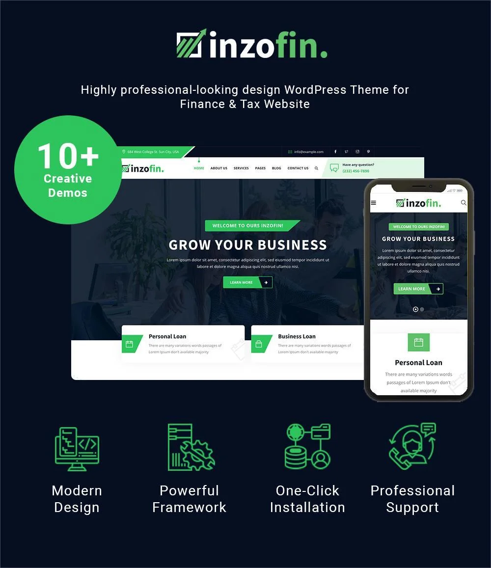 Inzofin – Finance & Tax WordPress Theme Demos