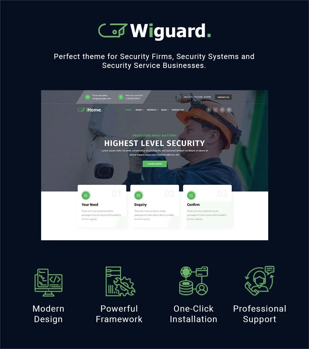  Multiple demo pages for CCTV & Security WordPress Theme