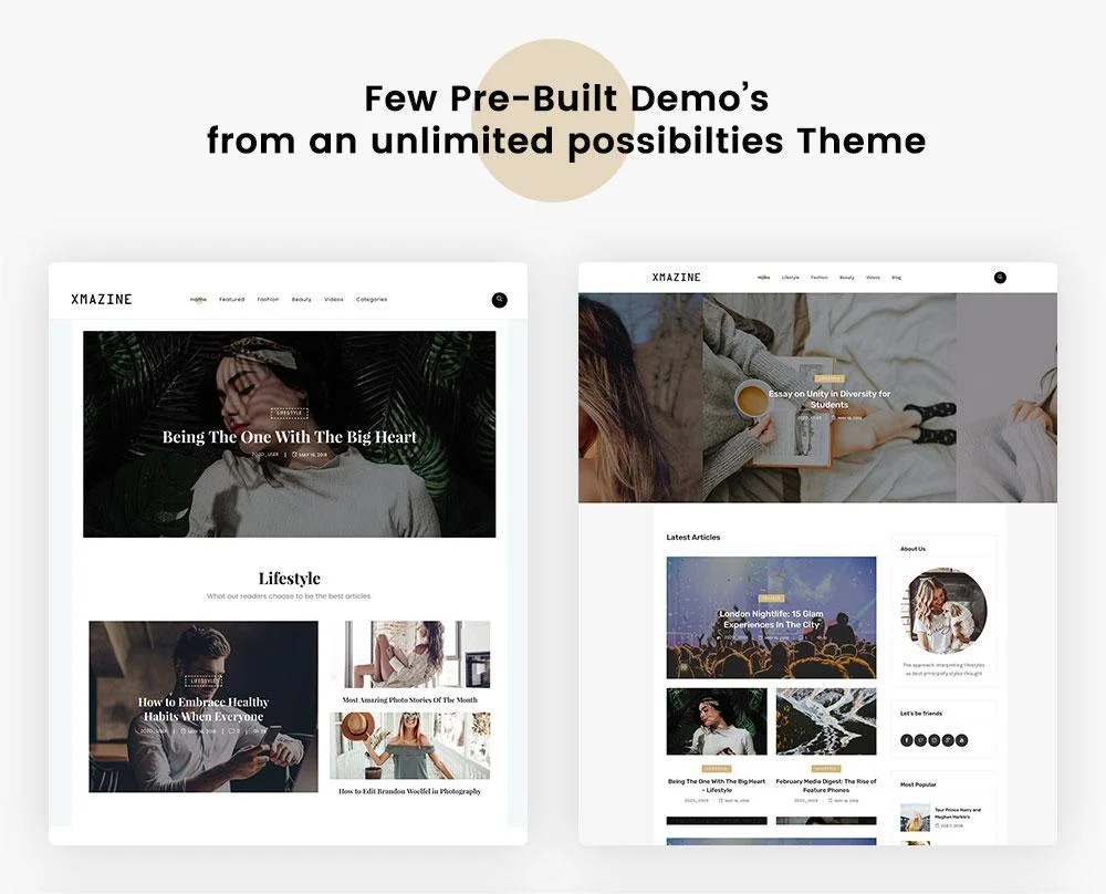 Multiple demo pages for Blog & Magazine WordPress Theme