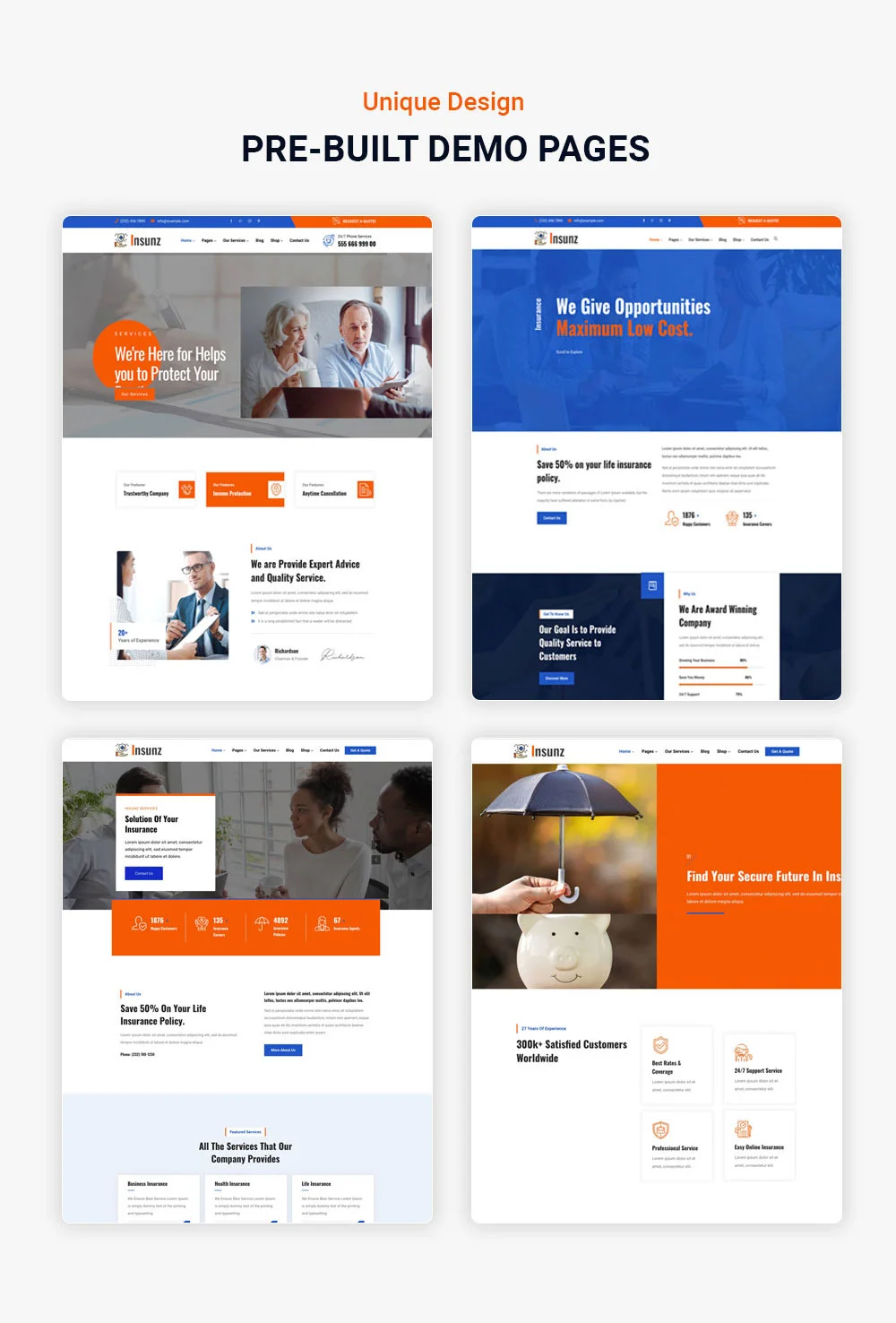 Insunz - Insurance Agency WordPress Theme Demos