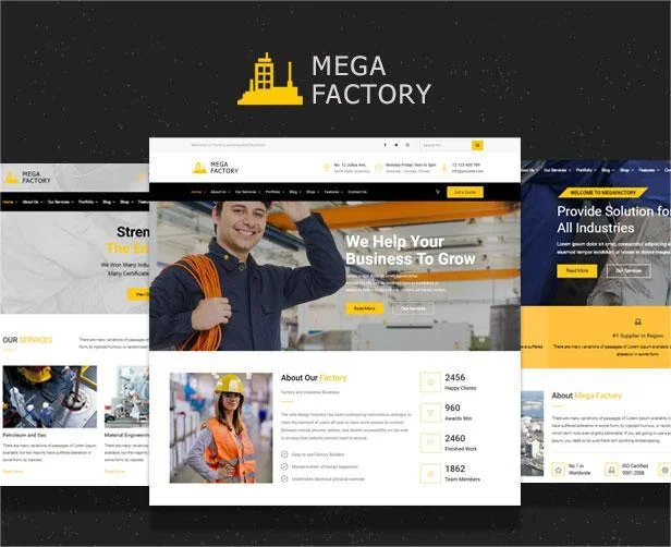 Multiple demo pages for Industrial Business WordPress Theme