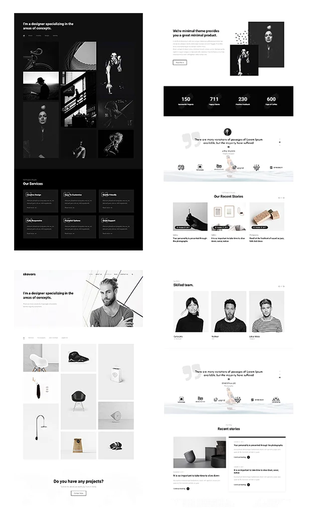 Multiple demo pages for Portfolio WordPress Theme