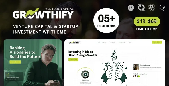 Startup & Venture Capital WordPress Theme – Growthify