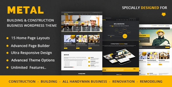 Building & Construction Business WordPress Theme – Metal