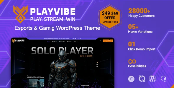 Esports & Gaming WordPress Theme – Playvibe