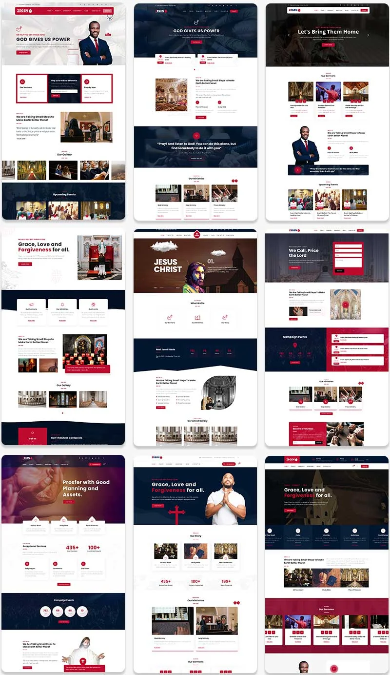 Church WordPress Theme Demos and Pages