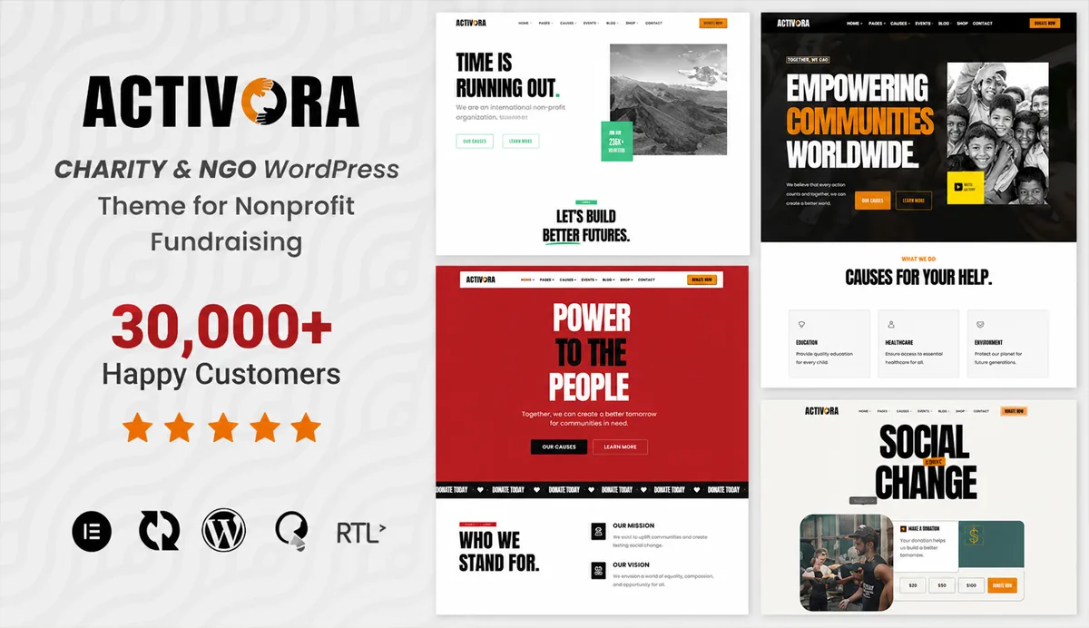 Charity, NGO & Nonprofit WordPress Theme – Activora