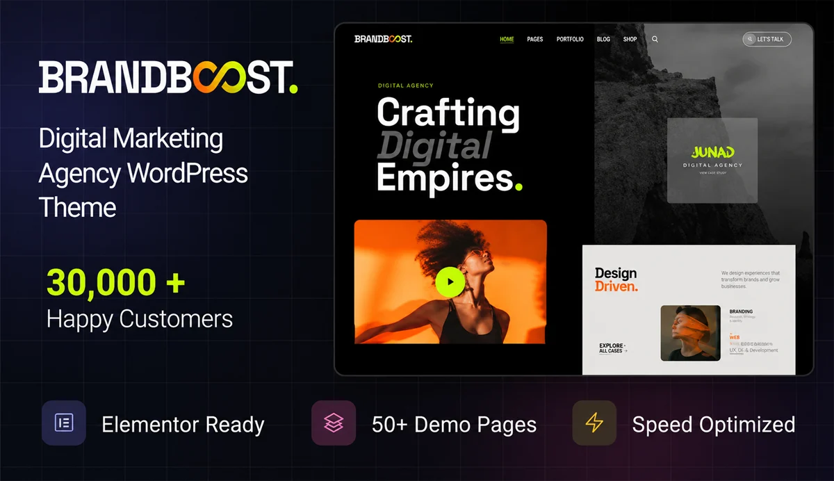 Digital Marketing Agency WordPress Theme – BrandBoost