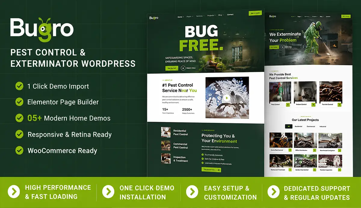 Pest Control, Exterminator & Fumigation Services WordPress Theme – Bugro