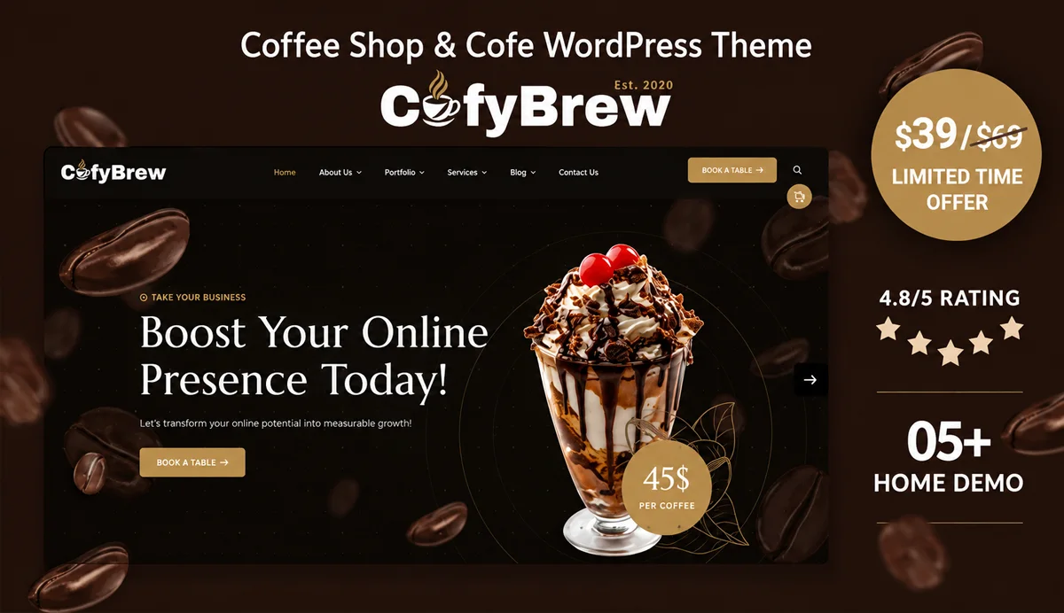 Coffee Shop & Cafe WordPress Theme – Cofybrew