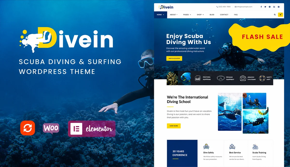 Scuba Diving & Surfing WordPress Theme- Divein