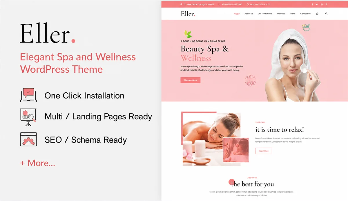Elegant Spa & Wellness WordPress Theme – Eller