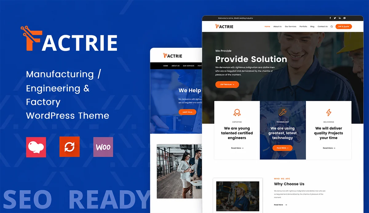 Manufacturing, Industrial & Factory WordPress Theme – Factrie