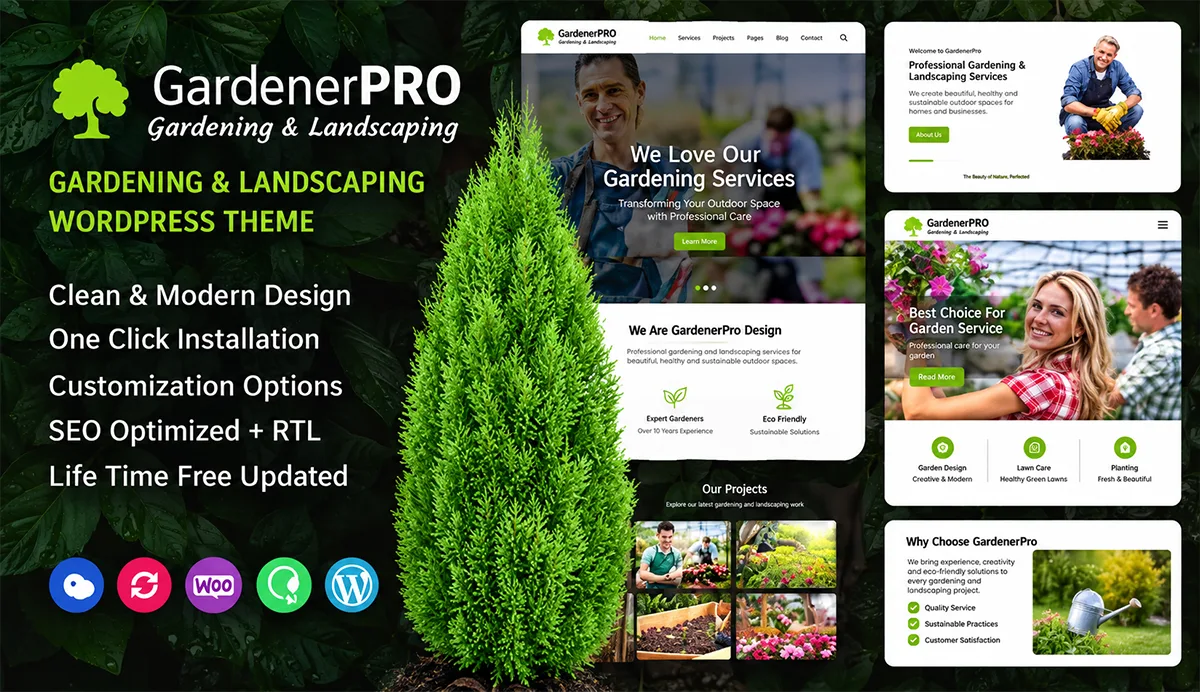 Gardening & Lawn Care Landscaping WordPress Theme – GardenerPro