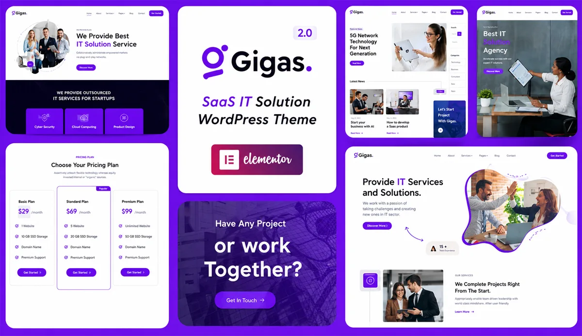 Modern SaaS WordPress Theme for Startups & Software – Gigas