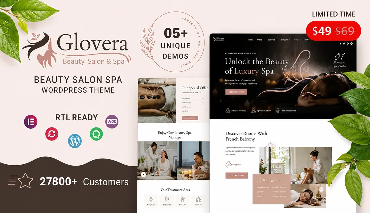 Beauty Salon Spa WordPress Theme – Glovera