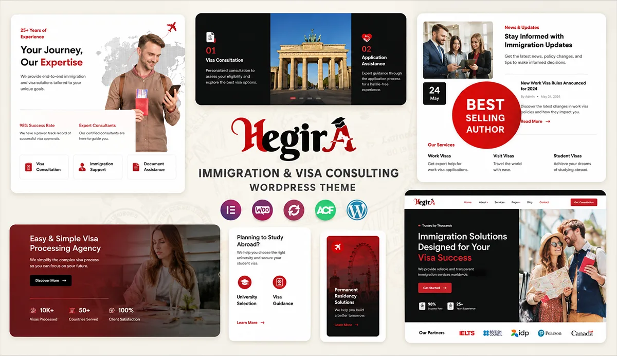 Immigration & Visa Consulting WordPress Theme – Hegira